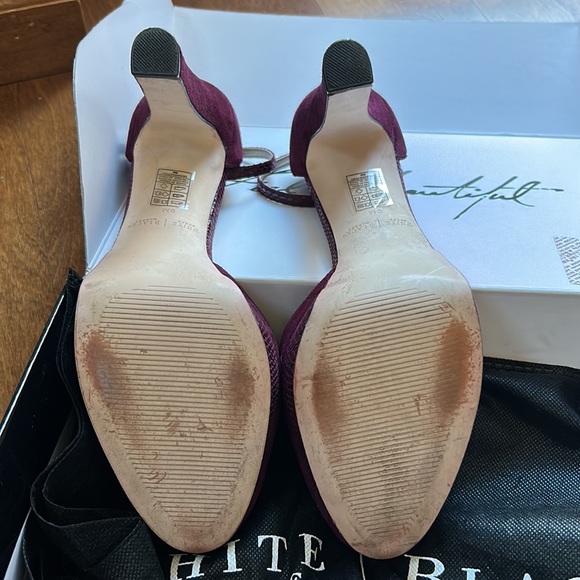 WHBM “Marianna” Suede And Snakeskin Embossed Leather Burgundy Heels - Picture 10 of 11